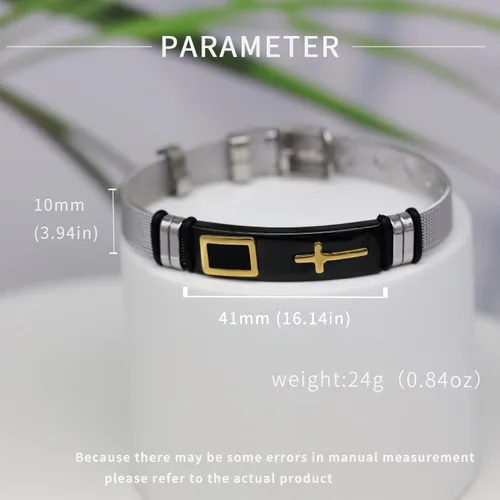 Miniatura 2 de 2025 ULtimate Mens bracelet,Black bracelets for men,Stylish Adjustable Cross Stainless Steel Mesh Chain Wrist Band men's jewelry braclets for