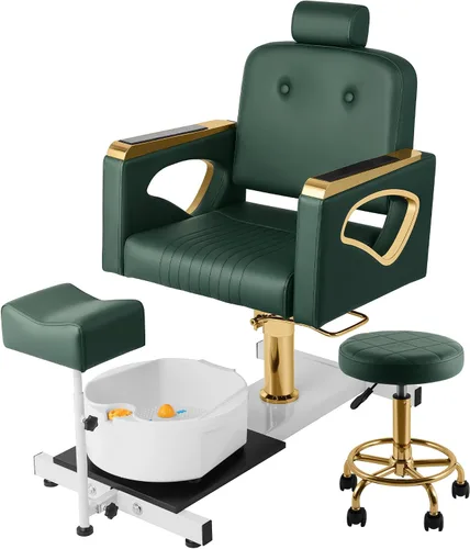 Miniatura 8 de Silla de pedicura sin fontanería para tecnología de uñas, con reposapiés ajustable y cuenco de baño de masaje, taburete de pedicura rodante, unidad