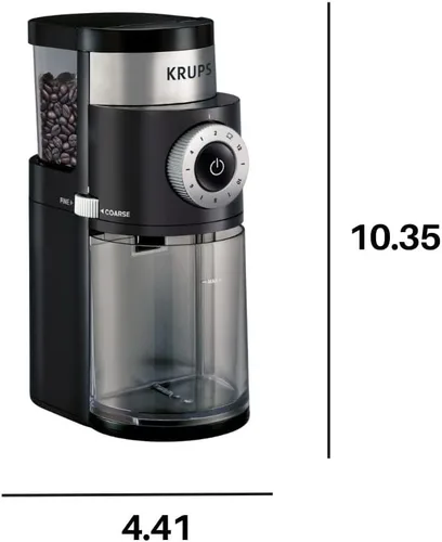 Miniatura 8 de KRUPS Molinillo de café Precision Burr: 12 ajustes, capacidad de 8 onzas para goteo, prensa francesa, expreso, vertido, preparación fría, acero