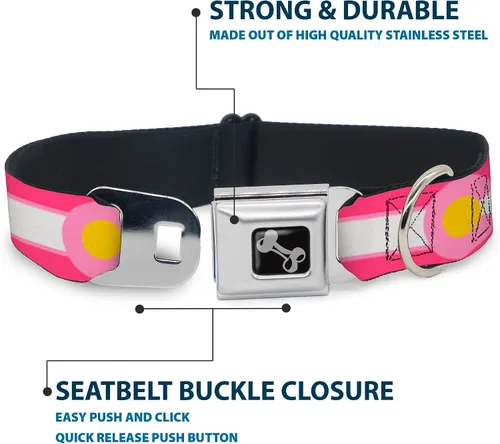 Miniatura 4 de Hebilla para cinturón de seguridad con cuello de perro, color rosa, rosa claro, amarillo de 22,8 a 15.2 in de ancho