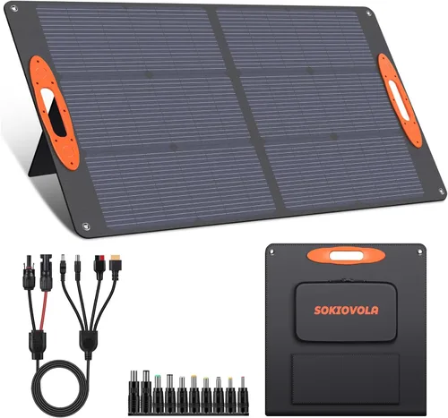 SOKIOVOLA N-Type 16BB 100W Panel Solar Portátil Plegable 18V Mono ETFE, Panel Solar Plegable de Alta Eficiencia del 25% IP68 Impermeable para 100