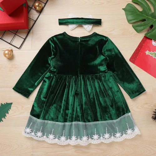 Miniatura 3 de ODIZLI Vestido de terciopelo para niñas pequeñas, manga larga, volantes, ropa de otoño e invierno
