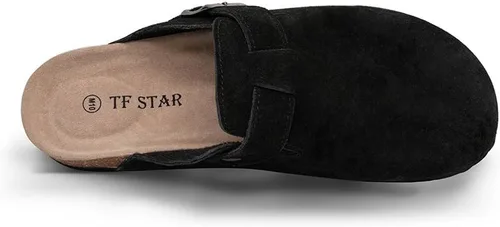 Miniatura 3 de TF STAR Unisex Soft Footbed Clog Cow Suede Leather Clogs, Cork Clogs Shoes for Women Men