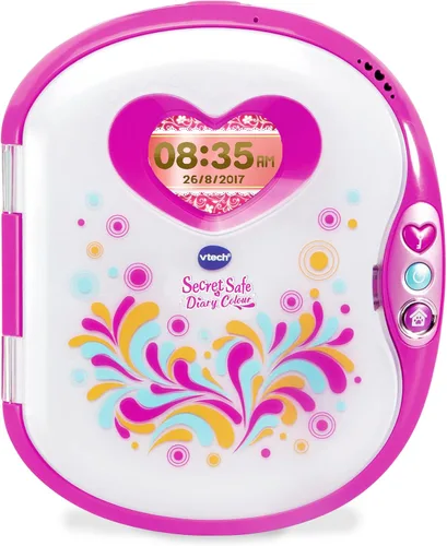 VTech Pink Secret Safe - Diario secreto para niñas, juguete educativo con juegos, conexión MP3 y más, regalos para niñas de 5, 6, 7 años en