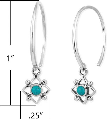 Miniatura 4 de Boma Jewelry Sterling Silver Flower Shaped Dot Pull Through Hoop Earrings