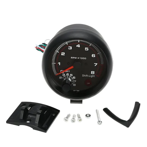 Shkalacar 3.75 pulgadas, medidor de tacómetro universal para automóvil, kit de tacómetro automotriz, luz blanca de cambio entre 0-8000 RPM