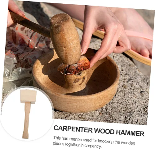 Miniatura 7 de TEHAUX Martillo de carpintero de madera portátil, herramienta de mano de mazo, acabado liso para carpintería, martillo tallado, herramienta