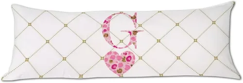 Miniatura 16 de Funda de almohada corporal con monograma del alfabeto y corazón, estampado de leopardo rosa, letra H, almohadas para dormir, funda de almohada larga