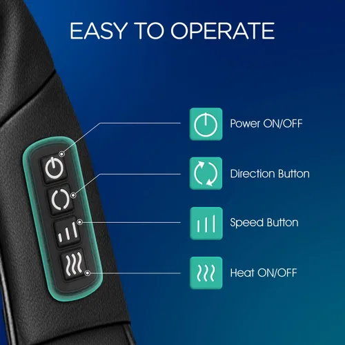 Miniatura 3 de Shiatsu Masajeador de cuello y espalda, masaje eléctrico de tejido profundo 4D para hombros, espalda baja, piernas y cuerpo, alivio del dolor Negro