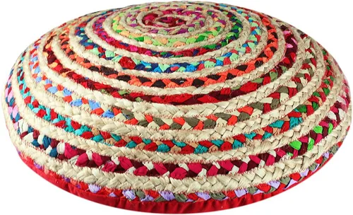 Miniatura 13 de COTTON CRAFT Alfombra de Trapo Chindi Trenzada de Yute y Algodón - Boho Granja Rústica - Tejida a Mano Reversible de Yute Natural y Algodón