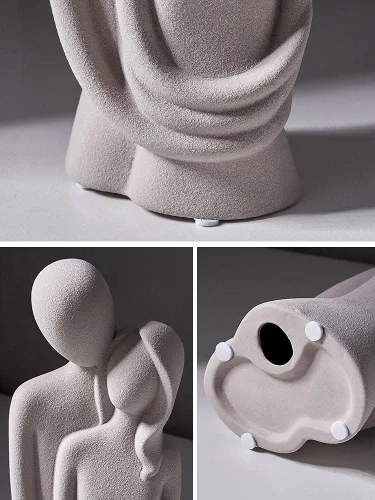 Miniatura 6 de HYFAN Estatua de amor abrazando pareja cerámica decoración romántica adorno figura regalo escultura significativa para dormitorio, hogar, oficina