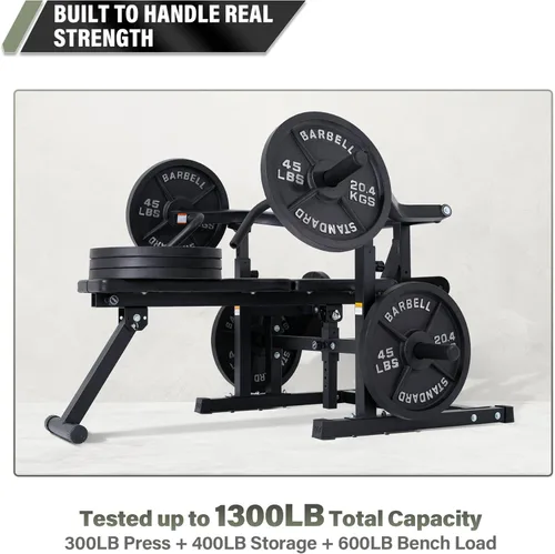 Miniatura 6 de Major Fitness Estante de prensa de banco P1 con brazos independientes, prensa de banco plana e inclinada ajustable para entrenamientos de pecho