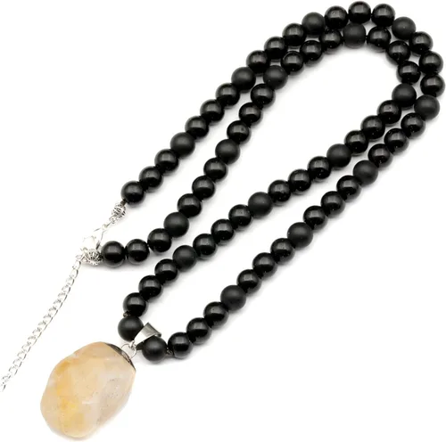 Miniatura 117 de Colgante de turmalina cruda natural, Collar de cuentas de ónix negro genuino, Collar de piedra negra, Collar de piedras preciosas, Cuentas de 0.315