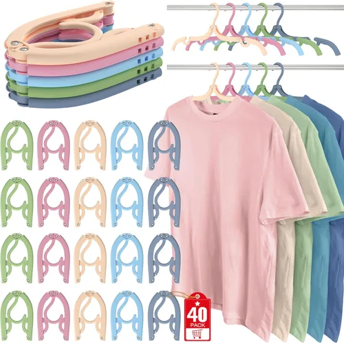 Miniatura 9 de 30 piezas de perchas de viaje, organizador de perchas plegables portátiles para viajes, bastidor de secado de ropa de plástico, elementos esenciales