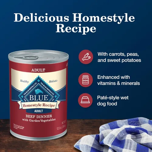 Miniatura 4 de Blue Buffalo Homestyle - Comida húmeda para perro, receta casera, alimento para perro adulto, vacuno, lata de 12.5 onzas (Paquete de 12.5)