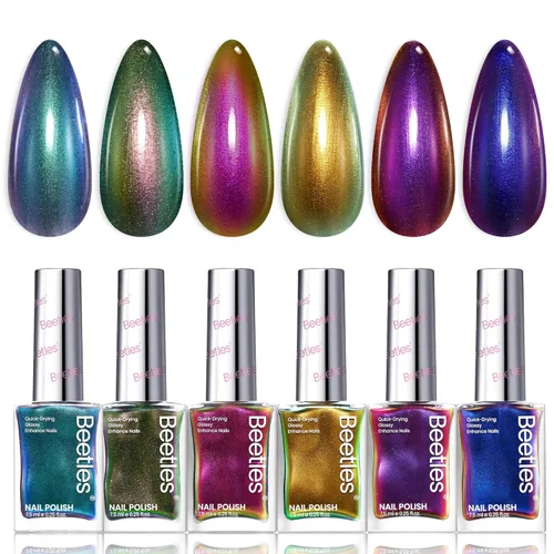 Miniatura 13 de Beetles - Juego de esmaltes de uñas de neón – Kit de esmalte de uñas de secado rápido, 12 colores, rosa intenso, verde, azul, amarillo, rojo, secado