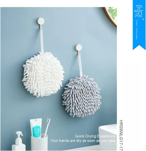 Miniatura 4 de HR Huare Technology Toallas de mano de chenilla, bola mullida de felpilla ultra absorbente, secado instantáneo, toalla de mano suave como la nube