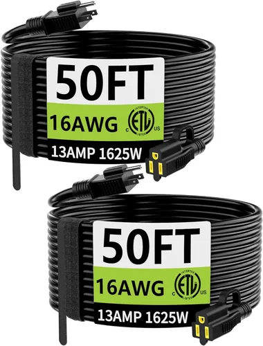 Miniatura 29 de HUANCHAIN Cable de extensión para interiores y exteriores, 50 pies, impermeable, calibre 16/3, flexible, resistente, cable de extensión para Amarillo