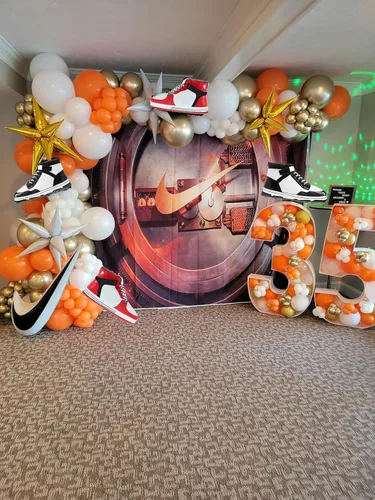Miniatura 5 de 6 unidades de zapatos de baloncesto para zapatillas de deporte, decoraciones de fiesta temática deportiva, suministros de cumpleaños para niños