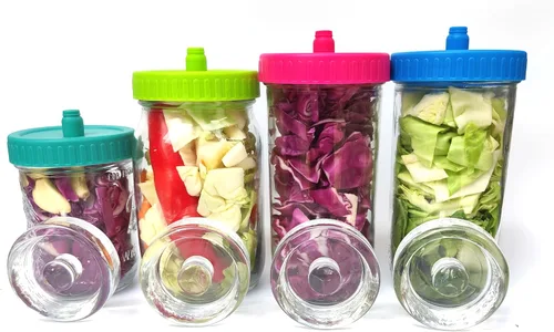 Miniatura 5 de Kit de fermentación de tarro Mason para tarro Mason de boca ancha con 4 pesos de vidrio y 4 tapas de fermentador, tarros no incluidos (sin libra)