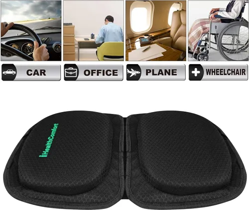 Miniatura 8 de Cojín de asiento de viaje pequeño de gel refrescante y espuma viscoelástica, portátil, plegable, para avión, automóvil, oficina, estadio, almohada