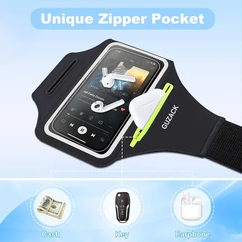 Miniatura 2 de Brazalete para correr con funda para auriculares y ranura para tarjetas, soporte para teléfono para iPhone 17 16 15 14 Pro Max Plus Galaxy S25 S24