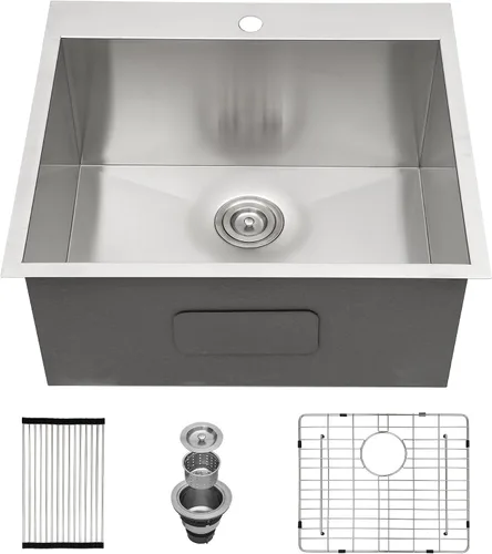 Miniatura 69 de Fregadero de cocina para exteriores, 21 x 20 pulgadas, fregadero de barra para exteriores, fregaderos de cocina de acero inoxidable de montaje