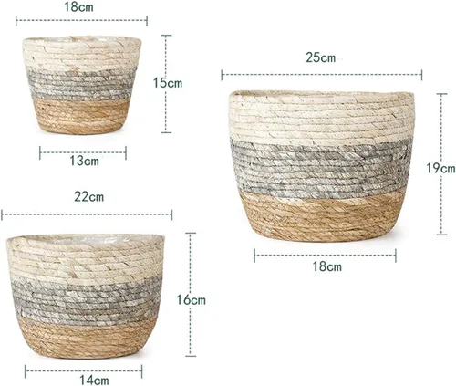 Miniatura 3 de Macetas de hierba marina, macetas para plantas de interior, macetas con cubierta de macetas, contenedores de plantas, macetas rústicas con forros
