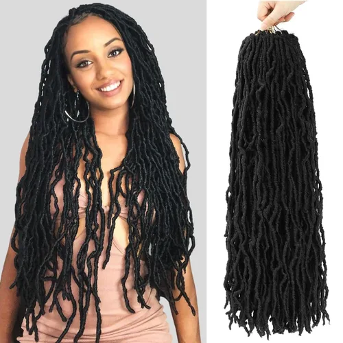 Cabello de Ganchillo de Locs Falsos de 22 Pulgadas, 7 Paquetes de Locs Suaves de Ganchillo, Trenzas de Ganchillo Pre-Enrollados, Locs de Ganchillo 1b