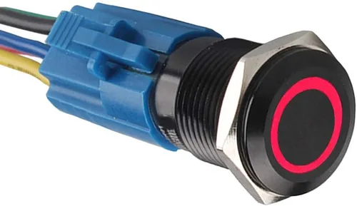 Miniatura 9 de Conexión a corriente con interruptor a botón con luz LED E Support™ de metal con forma ojo de ángel para autos de 16 mm 12V 3A, Verde