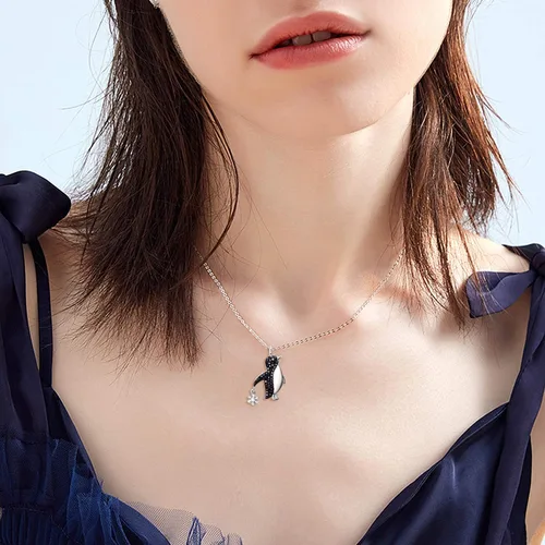 Miniatura 6 de YAFEINI Penguin Dog Gifts Sterling Silver Penguin Snowflake Necklace Heart Dog Pendant Jewelry for Women Girls Christmas Gifts