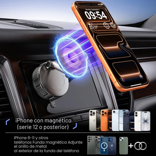 Miniatura 7 de Vooii Soporte para Teléfono de Coche para Magsafe (Sución Más Fuerte de 130+LB y Magnético de 3000gf) (Ajustable con Una Mano en 360°) Soporte