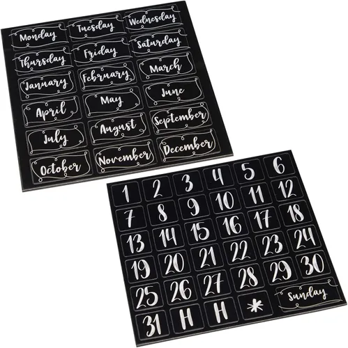 Miniatura 7 de Juvale Números magnéticos para calendario de pizarra blanca, color negro, 50 piezas, imanes de números de calendario y días y meses magnéticos
