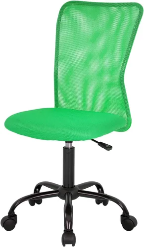 Miniatura 8 de FDW Silla de oficina en casa, silla de escritorio de malla con respaldo medio, sin brazos, ergonómica, giratoria, soporte de espalda, ajustable