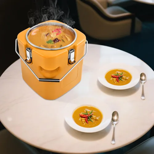 Miniatura 4 de Recipiente aislado para sopa, calentador de alimentos, transportador de frío caliente, cubo de alimentos aislado comercial portátil de 5.28 galones