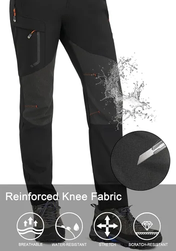Miniatura 3 de Athrock Pantalones de senderismo impermeables con forro polar para mujer, con 4 bolsillos con cremallera