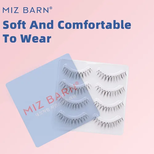 Miniatura 4 de Pestañas postizas de aspecto natural, 4 pares de pestañas cortas naturales, suaves, ligeras, cómodas, banda transparente, hechas a mano, pestañas