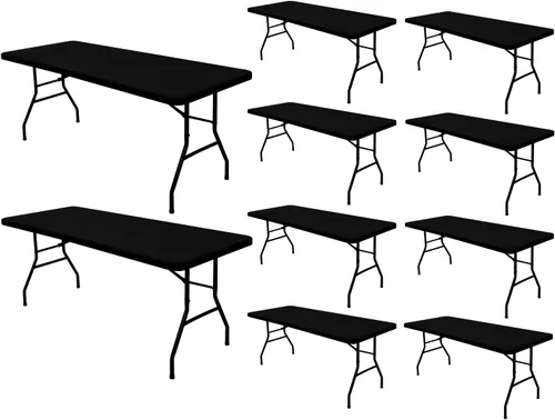 Miniatura 37 de Pack de 6 manteles de picnic elásticos ajustados para mesas rectangulares de 6 pies, impermeables, lavables, de spandex para patio, plegables