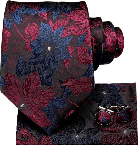 Miniatura 17 de Dubulle Corbata tejida de cachemira para hombre y gemelos de pañuelo para hombre, conjunto de gemelos para boda formal y negocios