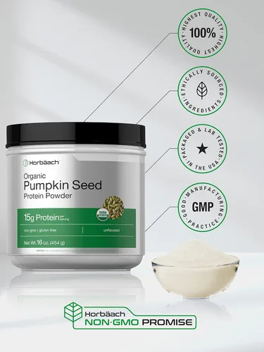 Miniatura 5 de Horbaach - Proteína orgánica de semillas de calabaza en polvo, sin sabor, a base de plantas para batidos y hornear, keto, paleo, sin OMG y sin