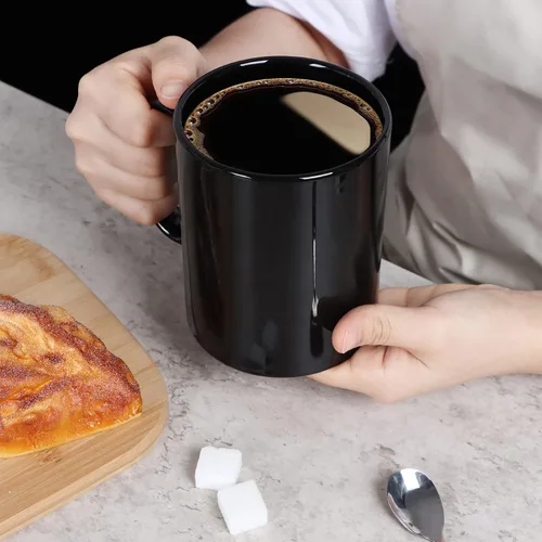 Miniatura 4 de Taza de café de cerámica extra grande de 20 oz, M017, taza de té clásica de porcelana súper grande con asa para oficina y hogar, negra