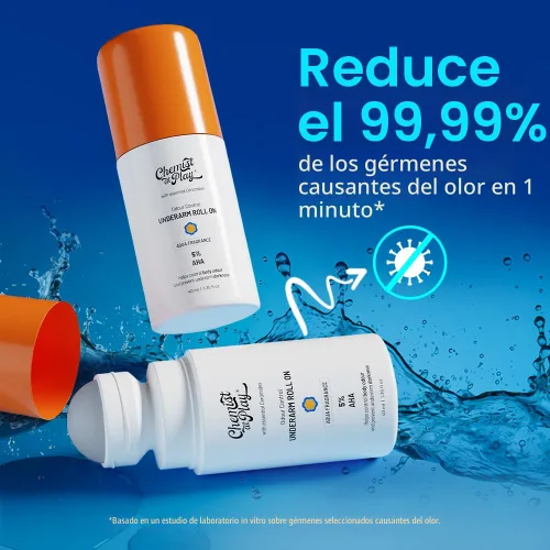 Miniatura 5 de Chemist at Play UnderArm Roll-On con 5% AHA Ácido láctico y mandélico Previene el olor, ilumina la piel y exfolia las axilas Para pieles