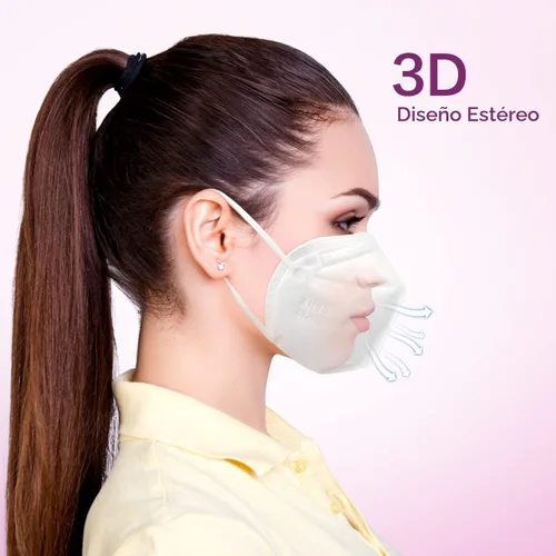 Miniatura 5 de Miuphro KN95 - Paquete de 25 mascarillas desechables de seguridad transpirables de 5 capas contra PM2.5, máscara desechable de protección Blanco