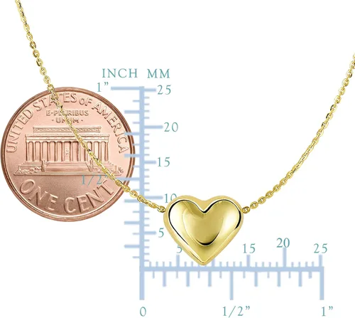 Miniatura 2 de Jewelry Affairs Collar con colgante de corazón inflado de oro real de 10 quilates, 18