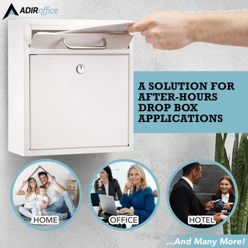 Miniatura 4 de AdirOffice contenedor con traba - Buzón de correo montado en pared., Blanco, 631-04-WHI