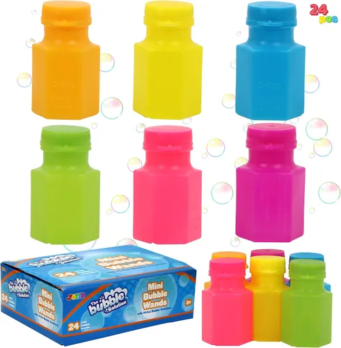 Miniatura 6 de JOYIN 24 mini botellas de burbujas con surtido de varitas para niños, suministros de recuerdos de fiesta de burbujas, juguete de verano para niños