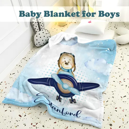 Miniatura 6 de Manta de bebé personalizada para niños, manta de bebé personalizada con nombre, súper suave, mantas personalizadas con nombre para niños, mantas