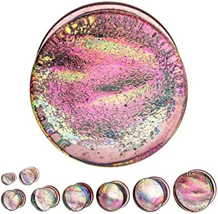 Miniatura 3 de Pierced Owl - Purple Multicolor Sparkling Swirl Single Flared Glass Plugs, Sold as a Pair