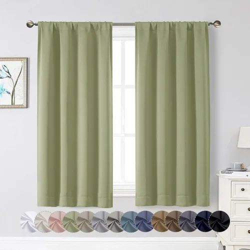 Miniatura 174 de Cortinas opacas para dormitorio, sala de estar, juego de 2 paneles de 54 pulgadas de largo, cortinas de oscurecimiento de habitación con aislamiento