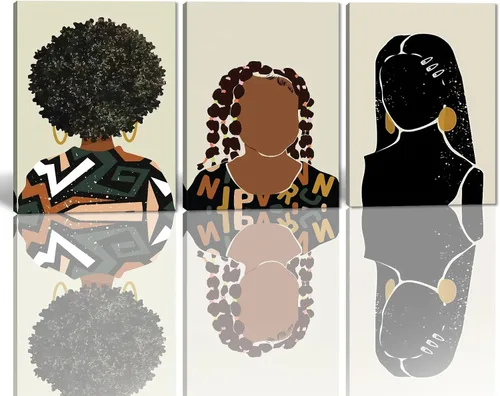 Miniatura 41 de MAMAGO Lienzo decorativo para pared, pintura de belleza dorada y negra, fotos de mujeres africanas, hermosos pósteres de mujer negra, impresiones